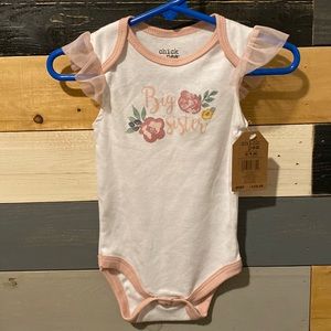 Chick Pea “Big Sister” White Onesie 6 - 9M NWT